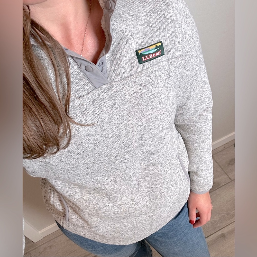 L.L. Bean Sweater Fleece Pullover, Color Pewter